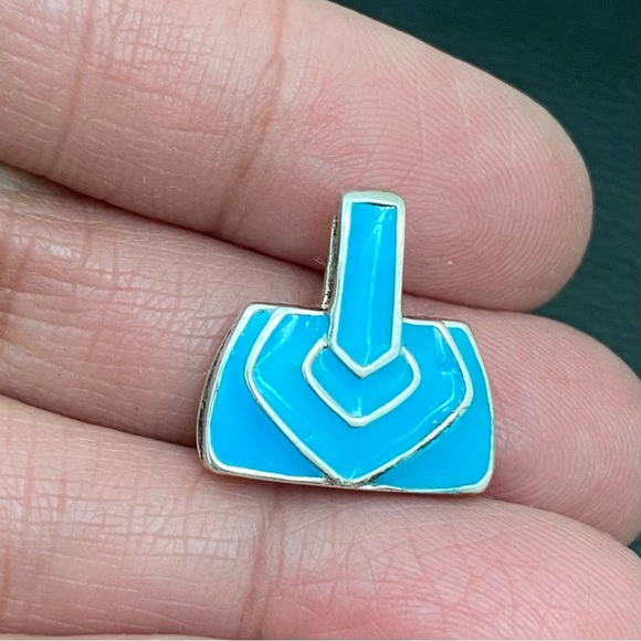 Vintage 925 Signed Blue Topaz CZ Stone Enamel Purse Pendant 3.8g - Picture 5 of 13